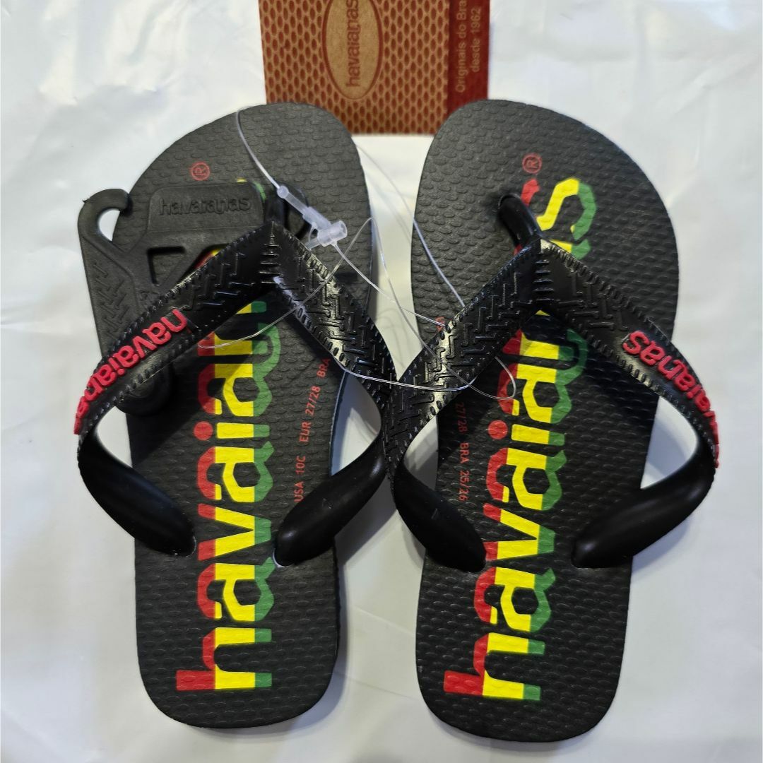havaianas(ハワイアナス)のハワイアナス トップ ロゴマニア ブラック マルチ 約15.5-16.5cm キッズ/ベビー/マタニティのキッズ靴/シューズ(15cm~)(サンダル)の商品写真