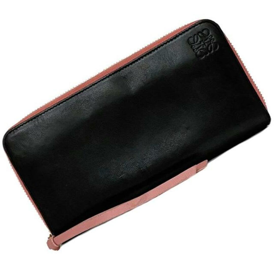 LOEWE - ロエベ ラウンドファスナー 長財布 ブラック ピンク LOEWE - ロエベ ラウンドファスナー 長財布 ブラック ピンク