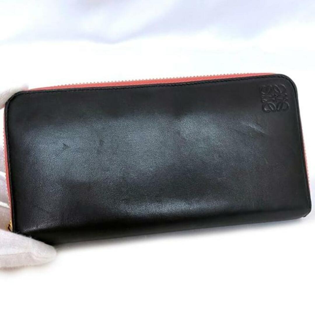 LOEWE - ロエベ ラウンドファスナー 長財布 ブラック ピンク LOEWE - ロエベ ラウンドファスナー 長財布 ブラック ピンク