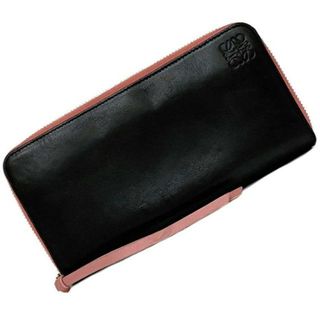 LOEWE - ロエベ ラウンドファスナー 長財布 ブラック ピンク LOEWE - ロエベ ラウンドファスナー 長財布 ブラック ピンク