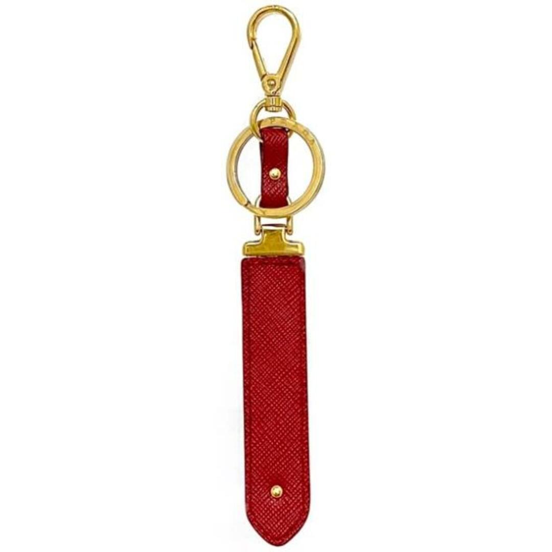 PRADA - プラダ ロゴ キーリング レッド サフィアーノ 1PP067 美 PRADA - プラダ ロゴ キーリング レッド サフィアーノ 1PP067 美