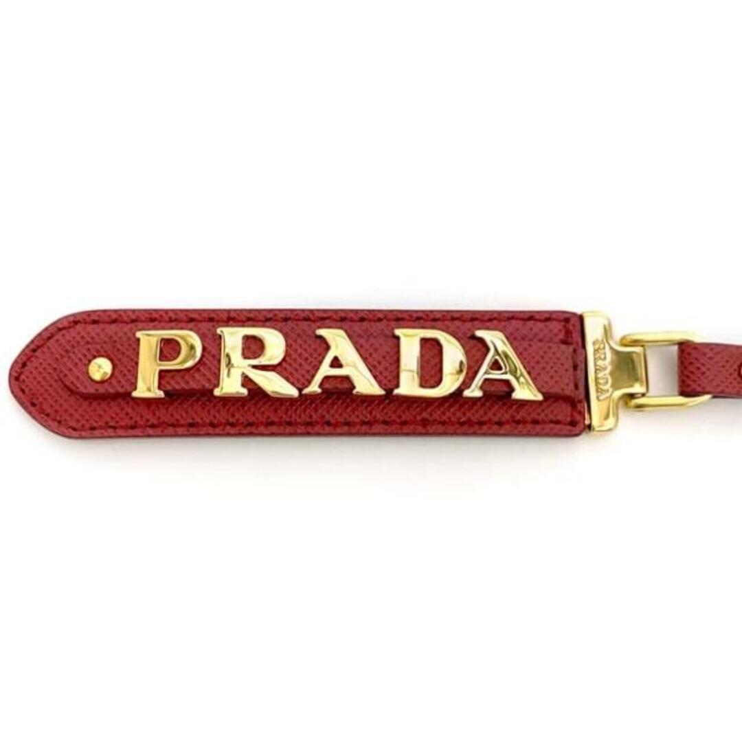 PRADA - プラダ ロゴ キーリング レッド サフィアーノ 1PP067 美 PRADA - プラダ ロゴ キーリング レッド サフィアーノ 1PP067 美