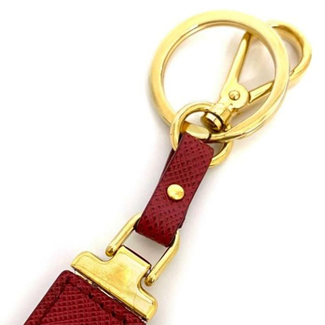 PRADA - プラダ ロゴ キーリング レッド サフィアーノ 1PP067 美 PRADA - プラダ ロゴ キーリング レッド サフィアーノ 1PP067 美