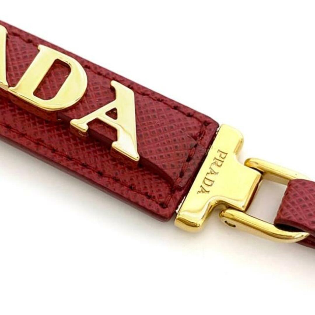 PRADA - プラダ ロゴ キーリング レッド サフィアーノ 1PP067 美 PRADA - プラダ ロゴ キーリング レッド サフィアーノ 1PP067 美