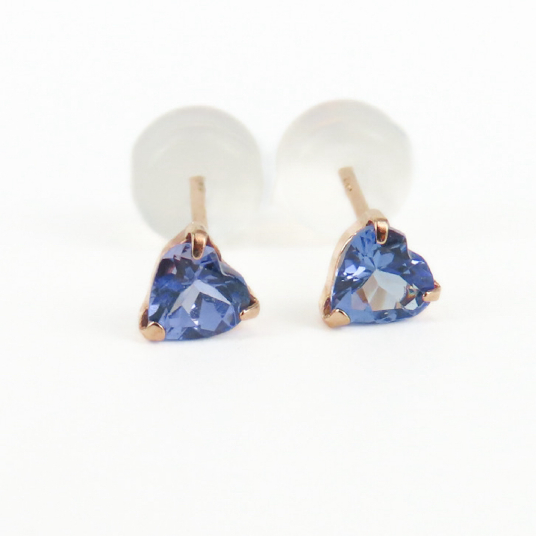 K18PG 18金 タンザナイト各0.2ct ピアス ハート 新品 お買い得品