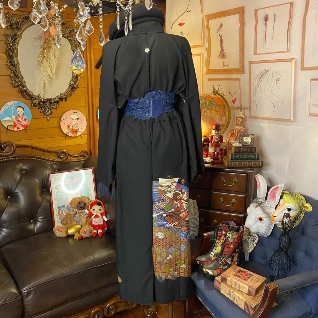 和洋折衷 黒留袖 着物 リメイク ワンピース ドレス ハンドメイド 和洋折衷 黒留袖 着物 リメイク ワンピース ドレス ハンドメイド