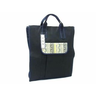 ■新品■未使用■  川島織物 着物バッグ ナイロンキャンバス ハンドバッグ トートバッグ レディース ブラック系×ブルー系 DF2214(ハンドバッグ)