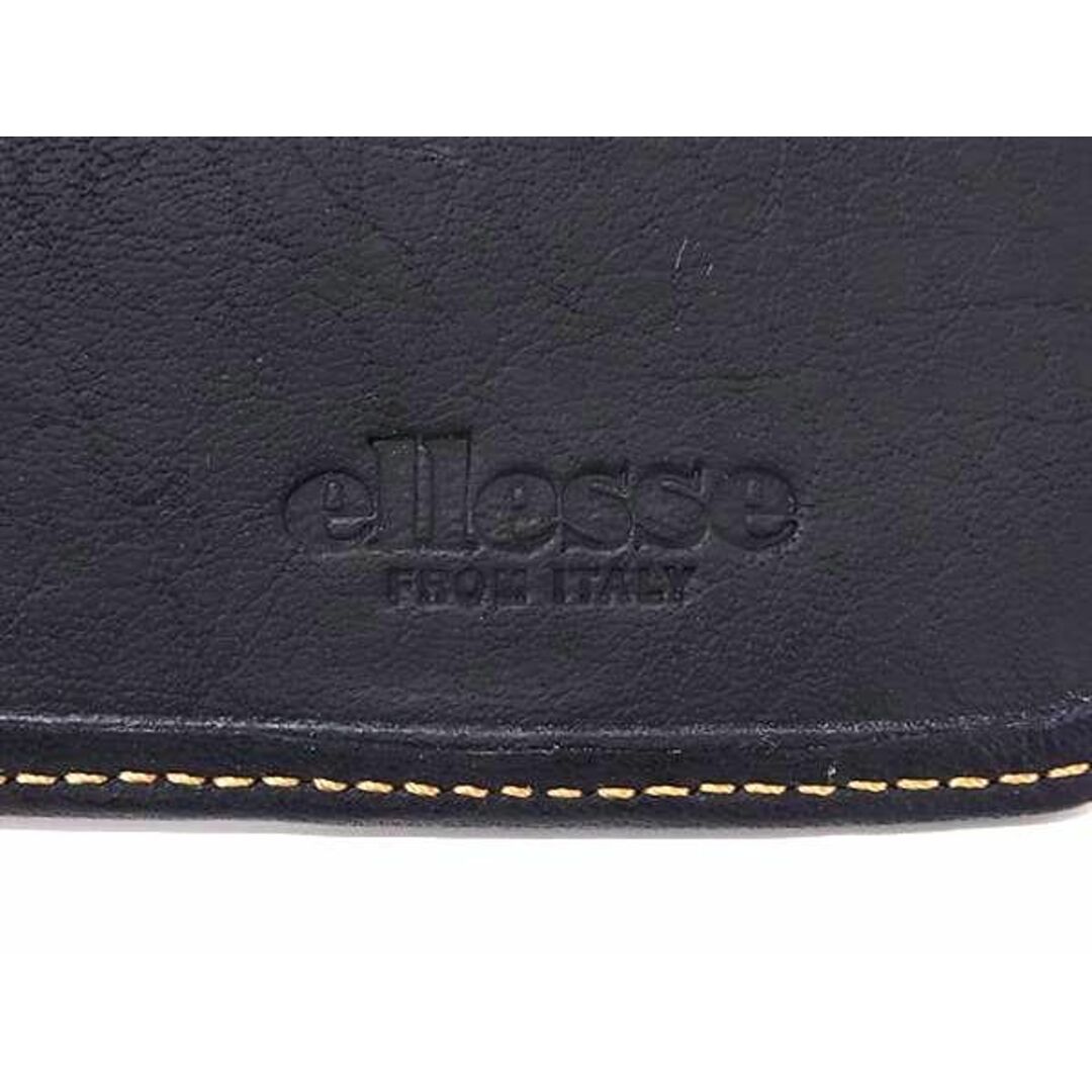 美品◎ エレッセ 長財布 小銭入れ有 ブラック レザー 男女可 □極美品□ ellesse エレッセ レザー 二つ折り 長財布