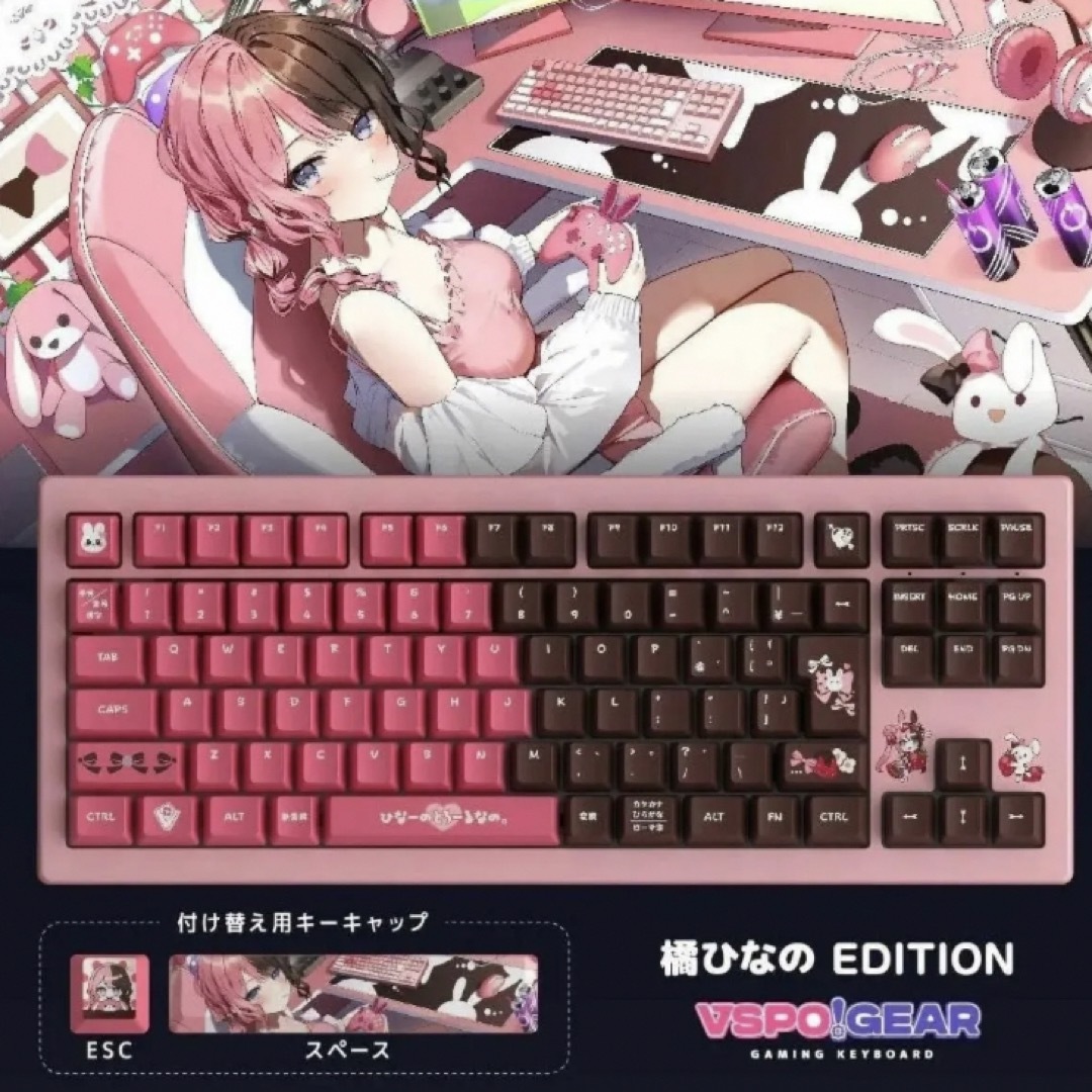 VSPO! GEAR ゲーミングキーボード 第1弾 橘ひなの ぶいすぽっ! スマホ/家電/カメラのPC/タブレット(PC周辺機器)の商品写真