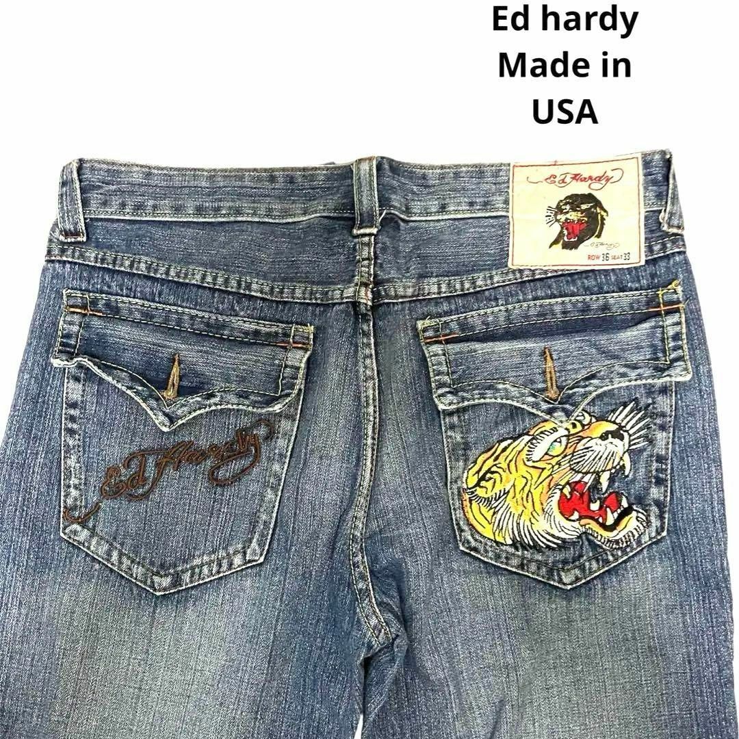 Ed Hardy - 極太00s豪華刺繍 Y2K ED HARDY バギーデニム USA製 Ed Hardy - 極太00s豪華刺繍 Y2K ED HARDY バギーデニム USA製