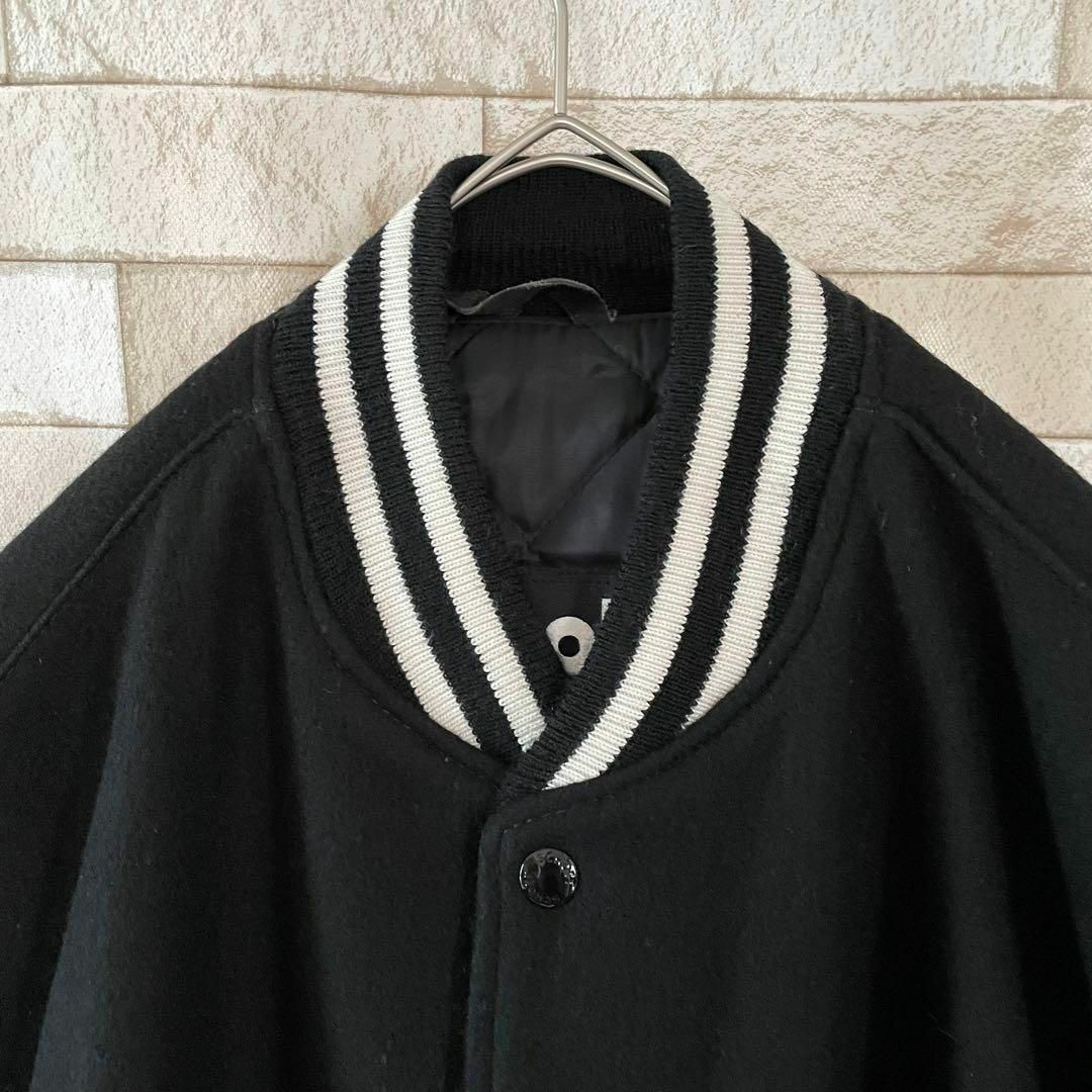 schott - Schott USA製 スタジャン ウール バックロゴ 黒 38の schott - Schott USA製 スタジャン ウール バックロゴ 黒 38の
