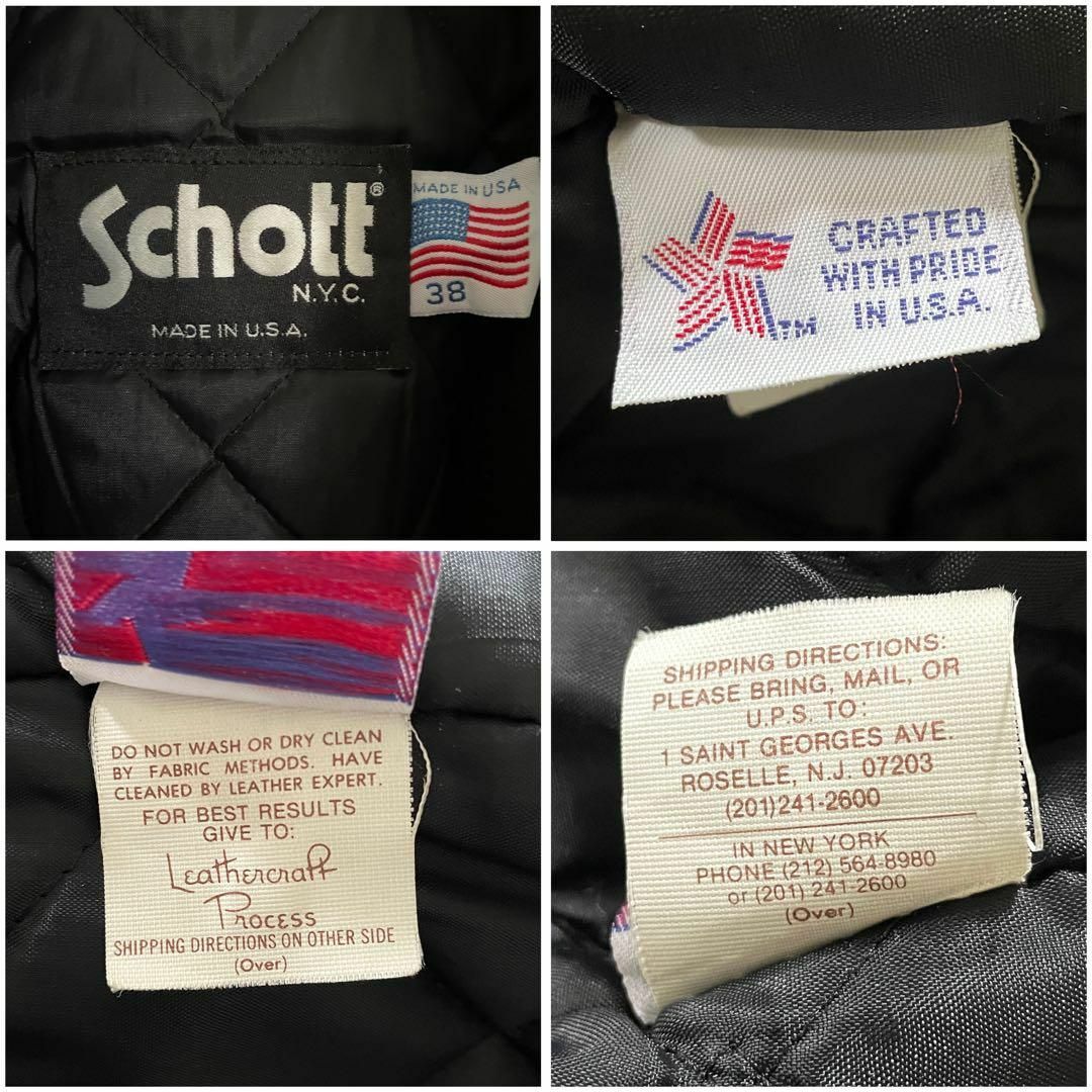 schott - Schott USA製 スタジャン ウール バックロゴ 黒 38の schott - Schott USA製 スタジャン ウール バックロゴ 黒 38の