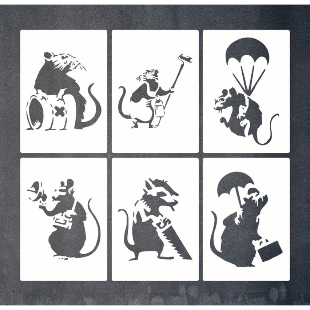 バンクシー ステンシル 6枚セット Banksy Keith Haring ⑦の通販 バンクシー ステンシル 6枚セット Banksy Keith Haring ⑦の通販