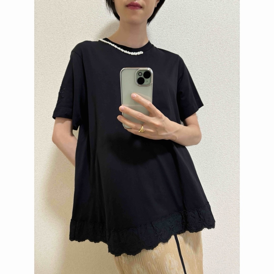 simone rocha シモーネロシャ パール カットソー ブラック simone rocha シモーネロシャ パール カットソー ブラック