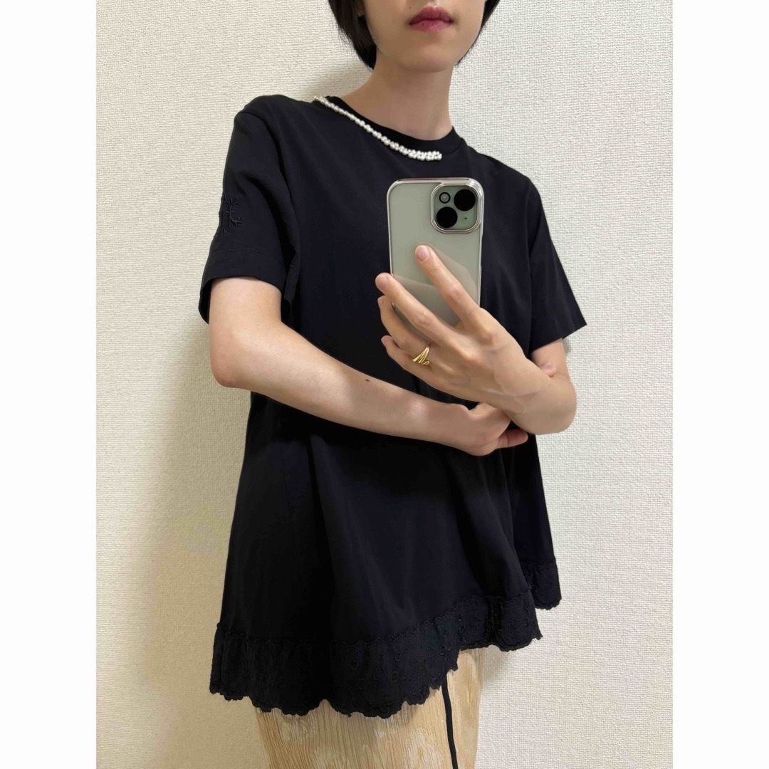 simone rocha シモーネロシャ パール カットソー ブラック simone rocha シモーネロシャ パール カットソー ブラック