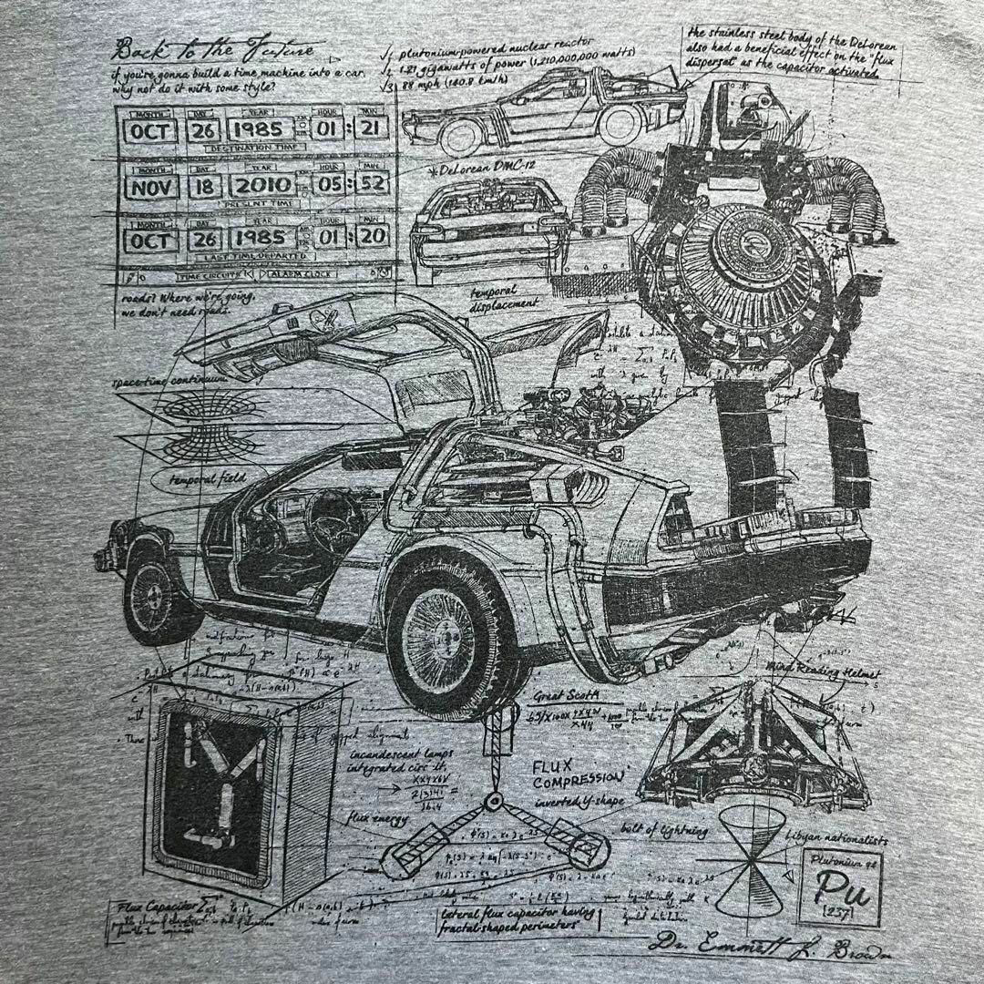 バックトゥザフューチャー デロリアン Tシャツ ムービーT グレー バックトゥザフューチャー デロリアン Tシャツ ムービーT グレー