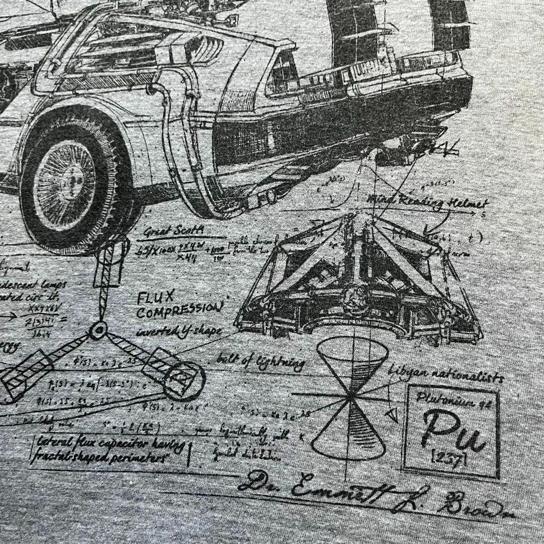 バックトゥザフューチャー デロリアン Tシャツ ムービーT グレー バックトゥザフューチャー デロリアン Tシャツ ムービーT グレー