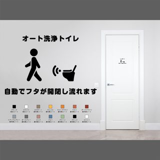 ピクトグラムのオート洗浄トイレ用サインステッカー ピクトさん おしゃれ シール(その他)