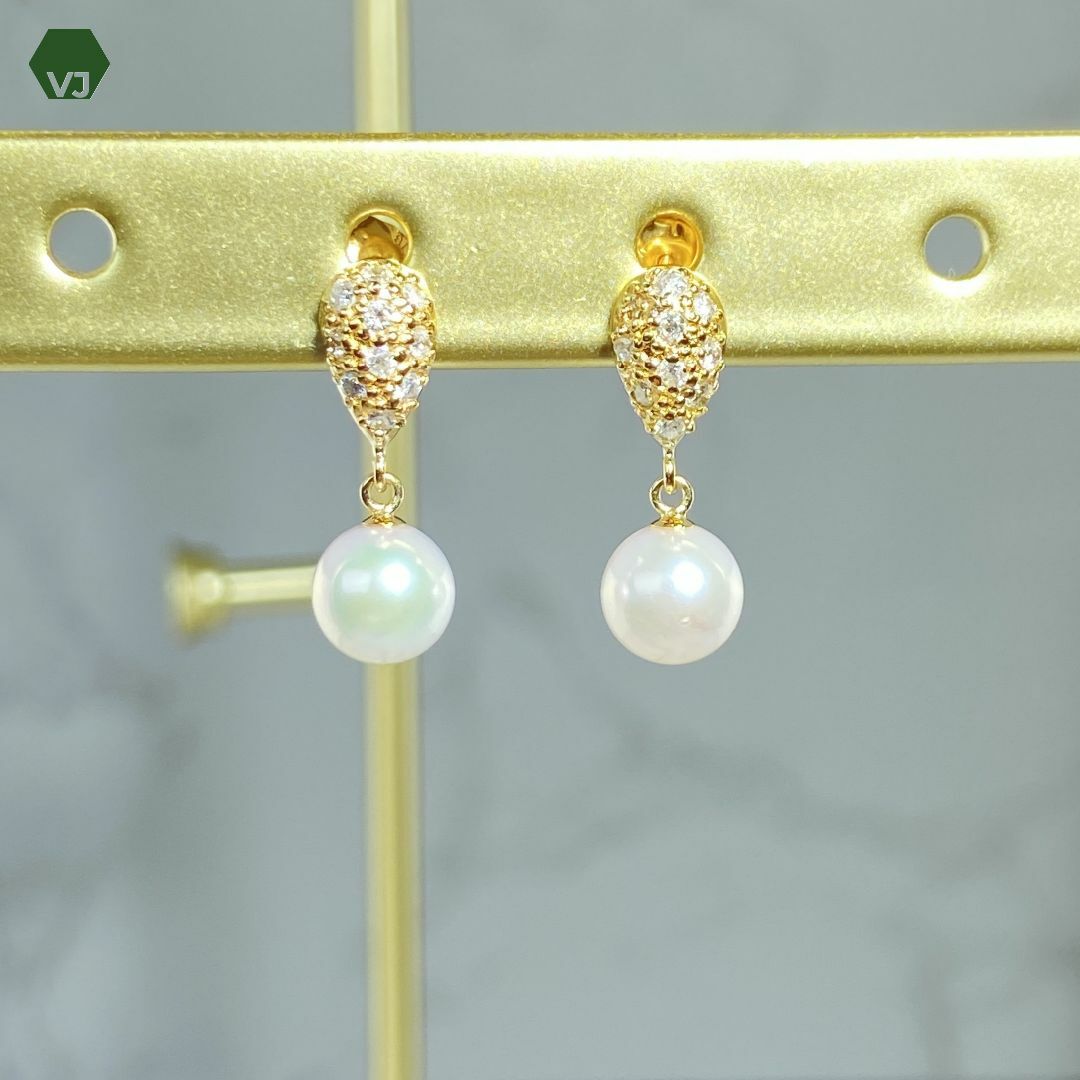 27-23】パール ダイヤモンド ピアス D0.2ct アクセサリー 27-23】パール ダイヤモンド ピアス D0.2ct アクセサリー