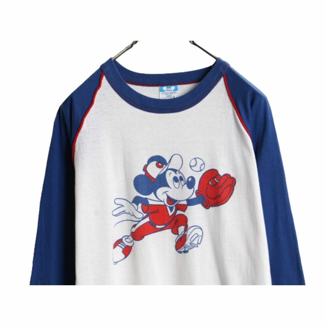 80s USA製 ミッキー プリント ベースボール Tシャツ メンズ 80s USA製 ミッキー プリント ベースボール Tシャツ メンズ
