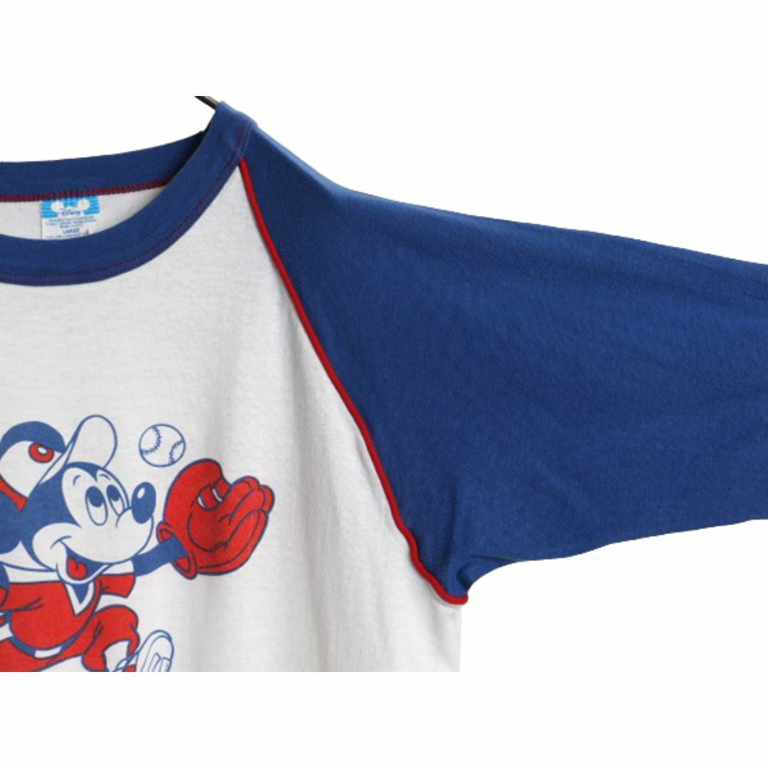 80s USA製 ミッキー プリント ベースボール Tシャツ メンズ 80s USA製 ミッキー プリント ベースボール Tシャツ メンズ
