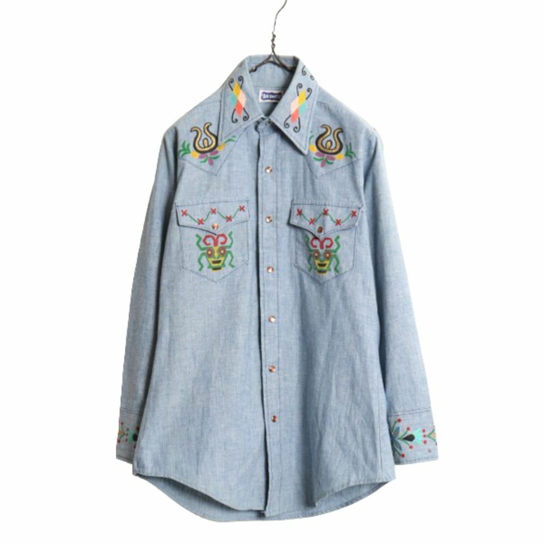 CIRCLE-Cビンテージシャンブレーウエスタンシャツ(アメリカ製)