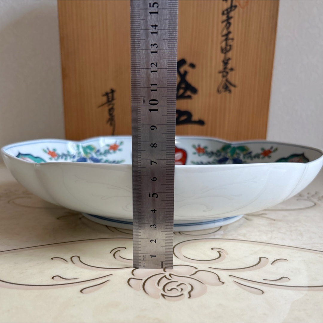 有田焼 - 有田焼 賞美堂 其泉窯 染錦 大皿 盛皿 飾り皿 輪花皿 有田焼 - 有田焼 賞美堂 其泉窯 染錦 大皿 盛皿 飾り皿 輪花皿