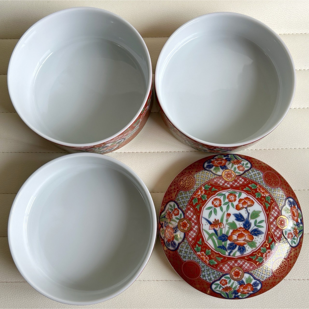 美濃焼 - 美濃焼 庫山窯 瑞祥 手まり三段重 重箱 おせち器 正月 美濃焼 - 美濃焼 庫山窯 瑞祥 手まり三段重 重箱 おせち器 正月