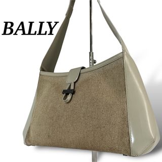 バリー(Bally)のバリー　ワンショルダーバッグ　ロゴ入り　ベージュ　ホワイト　ラフィア　レザー(ショルダーバッグ)