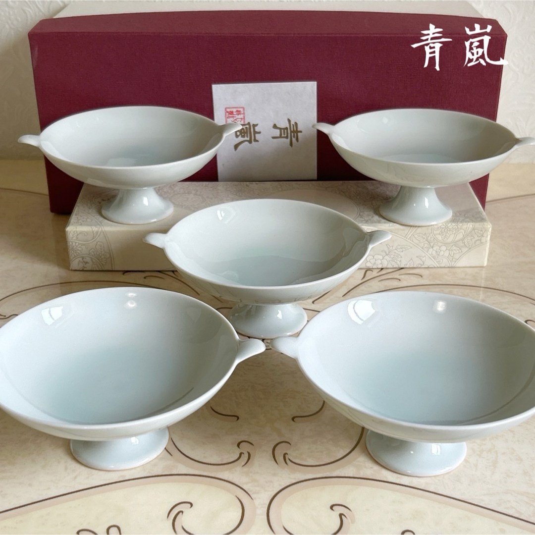【SEAL限定商品】 たち吉 高台皿 5枚セット 高台小鉢揃 青白磁 たち吉 - 食器