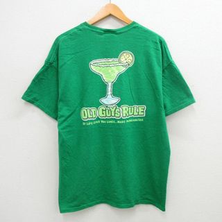 XL★古着 半袖 ビンテージ Tシャツ メンズ 00年代 00s OLD GUYS RULE 大きいサイズ クルーネック 緑 グリーン 24aug05 中古(Tシャツ/カットソー(半袖/袖なし))