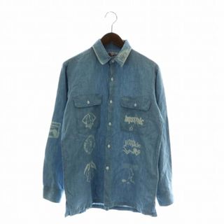 ヒステリックグラマー(HYSTERIC GLAMOUR)のヒステリックグラマー ワークシャツ リネン混 長袖 S 青 02173AH08(シャツ)