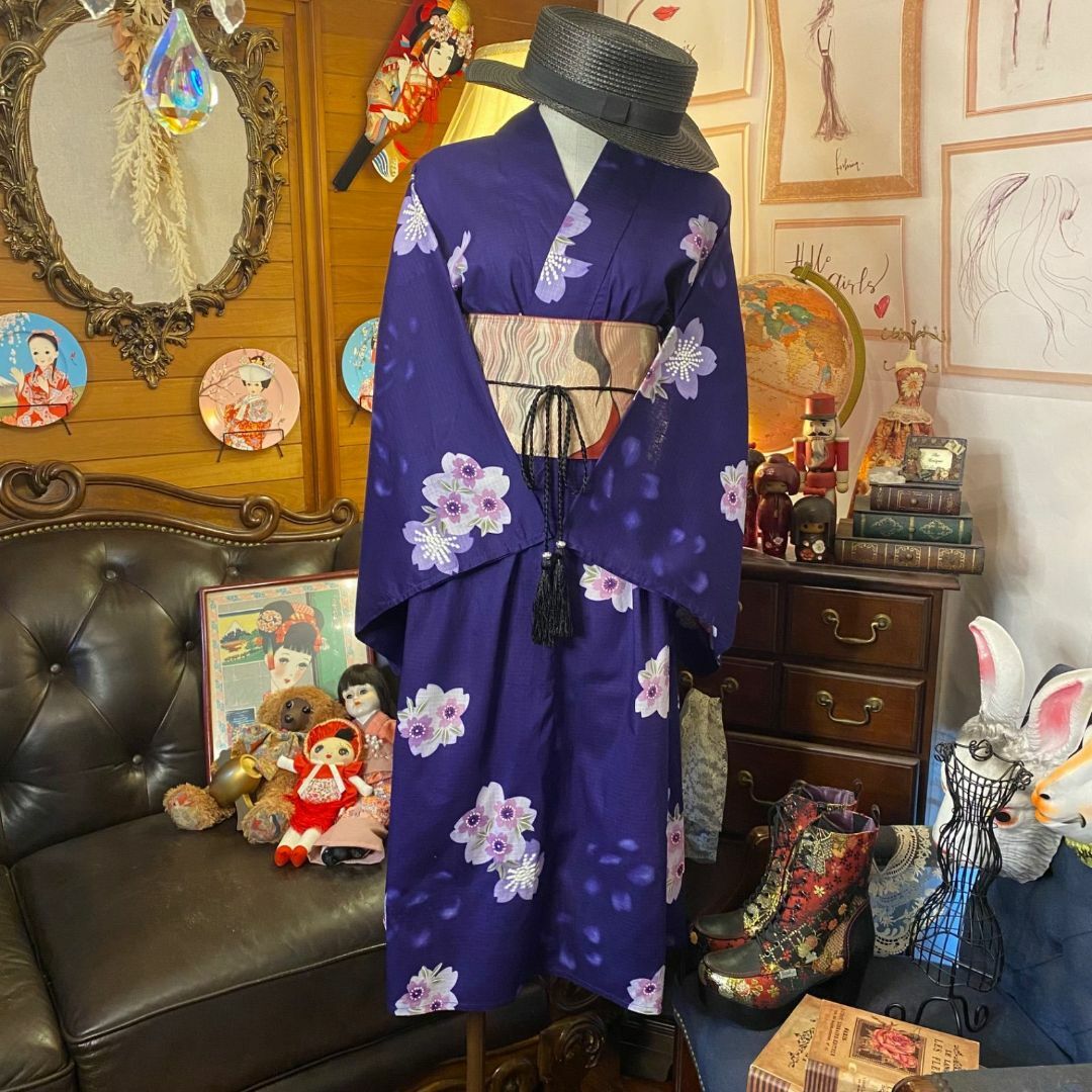 和洋折衷 浴衣 リメイク ワンピース ドレス 帯サッシュベルト 和洋折衷 浴衣 リメイク ワンピース ドレス 帯サッシュベルト