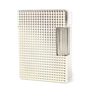 デュポン(DUPONT)の外装極美品★Dupont デュポン ライン1 ショート ダイヤモンドヘッド スクエア型 ローラー式 ガスライター シルバー ケース付き フランス製 メンズ 着火不可(タバコグッズ)