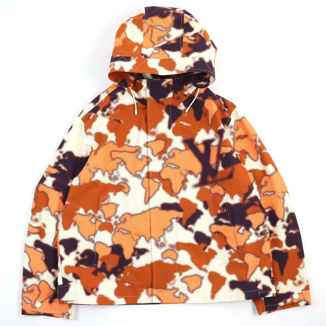 LOUIS VUITTON - 極美品△LOUIS VUITTON ルイヴィトン 2024年製 HQB06E コットン100％ 総柄 フーデッド ZIP UP ジャケット オレンジ系 54 ハンガー・ガーメント付き イタリア製 メンズ