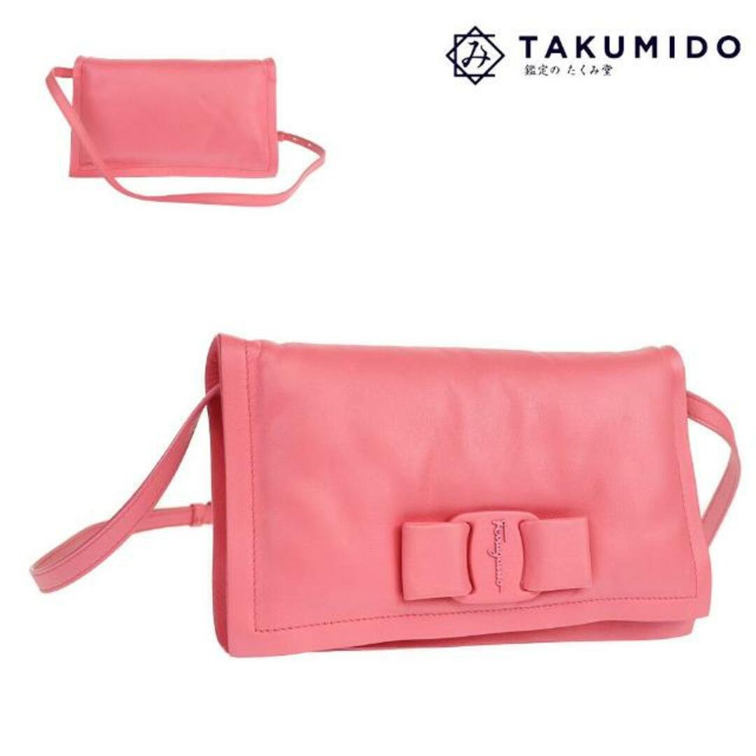 FERRAGAMO - フェラガモ ショルダーバッグ VIVA BOW GG 220287 ヴィラリボン 中古 ピンク レザー Ferragamo 【中古】 | ビバ ボウ 肩掛け ポシェット バック カバン ピンク レディース ファッション ブランド ランクA