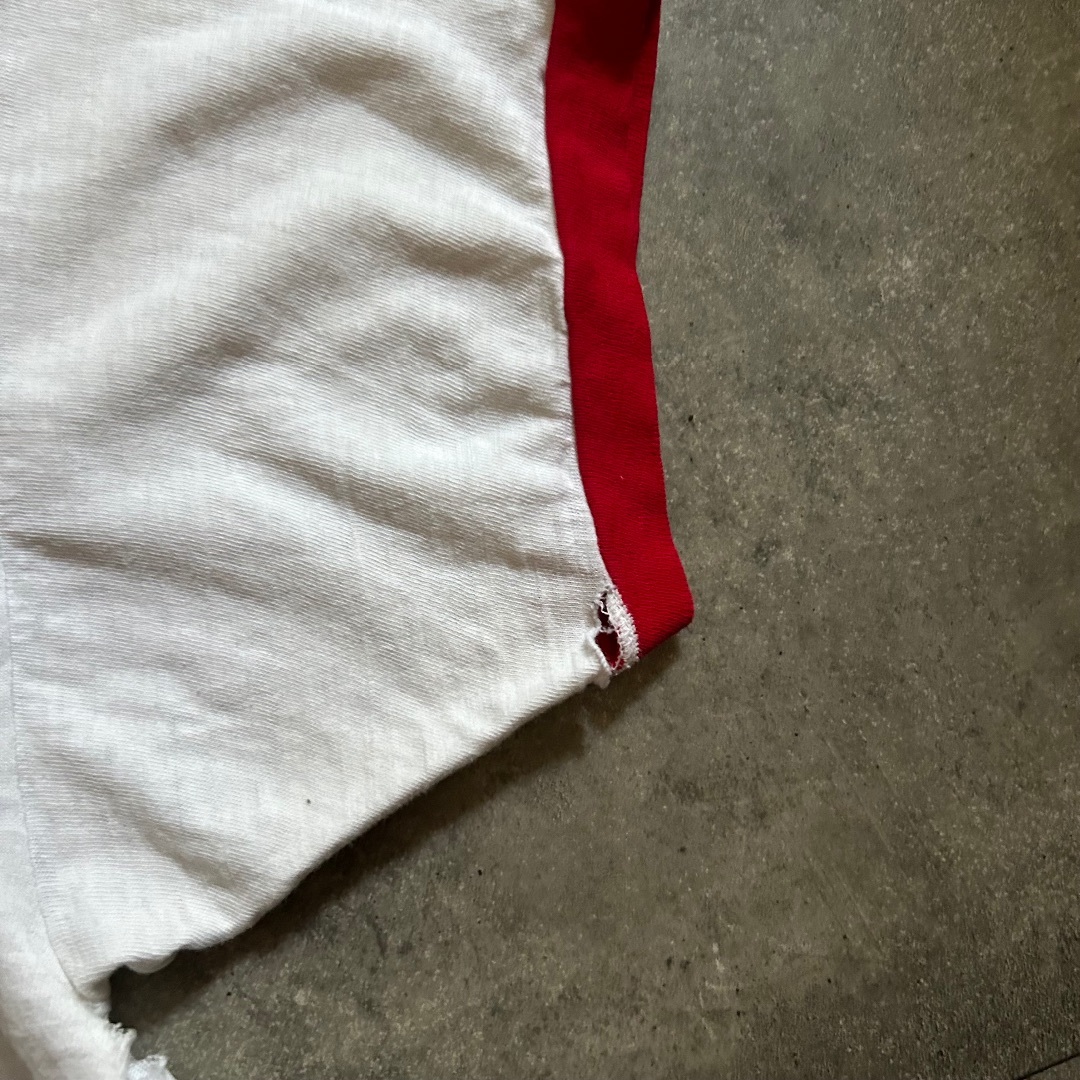 SPORTSWEAR BY COLLEGIATE 60s リンガー染み込みプリント 五分袖Tシャツ SPORTSWEAR BY COLLEGIATE 60s リンガー染み込みプリント 五分袖