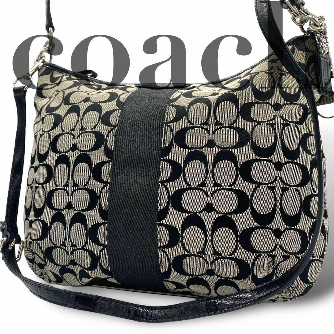 COACH - 美品　COACH コーチ　ワンショルダーバッグ　シグネチャー　キャンバス　黒