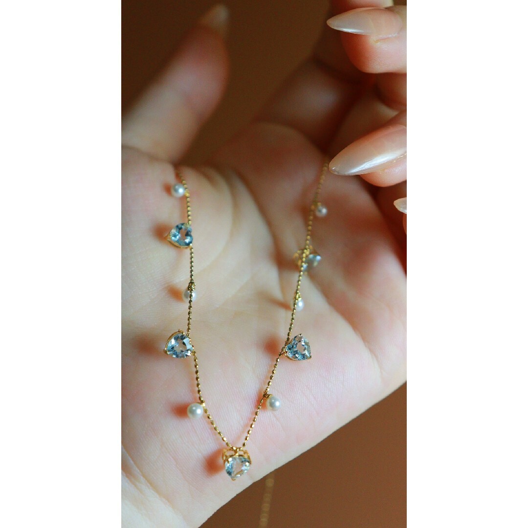 アクアマリンパールネックレスk18 アクセサリー アクアマリンパールネックレスk18 アクセサリー