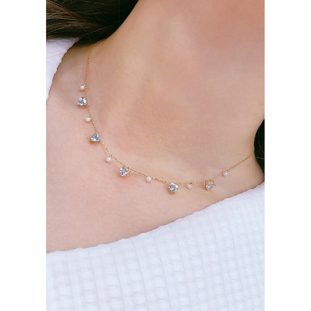 アクアマリンパールネックレスk18 アクセサリー アクアマリンパールネックレスk18 アクセサリー