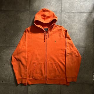 ラルフローレン(Ralph Lauren)の90s ラルフローレン ジップアップパーカー/フーディー オレンジ L(パーカー)