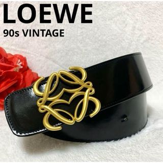 LOEWE - 極美品 LOEWE VINTAGE ロエベ アナグラム ベルト ブラック