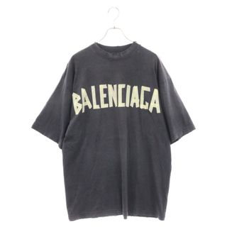 バレンシアガ(BALENCIAGA)のBALENCIAGA バレンシアガ 23SS Tape Type T-Shirt テープロゴ ダメージ加工半袖Tシャツ ブラック 739784 TOVA9(Tシャツ/カットソー(半袖/袖なし))