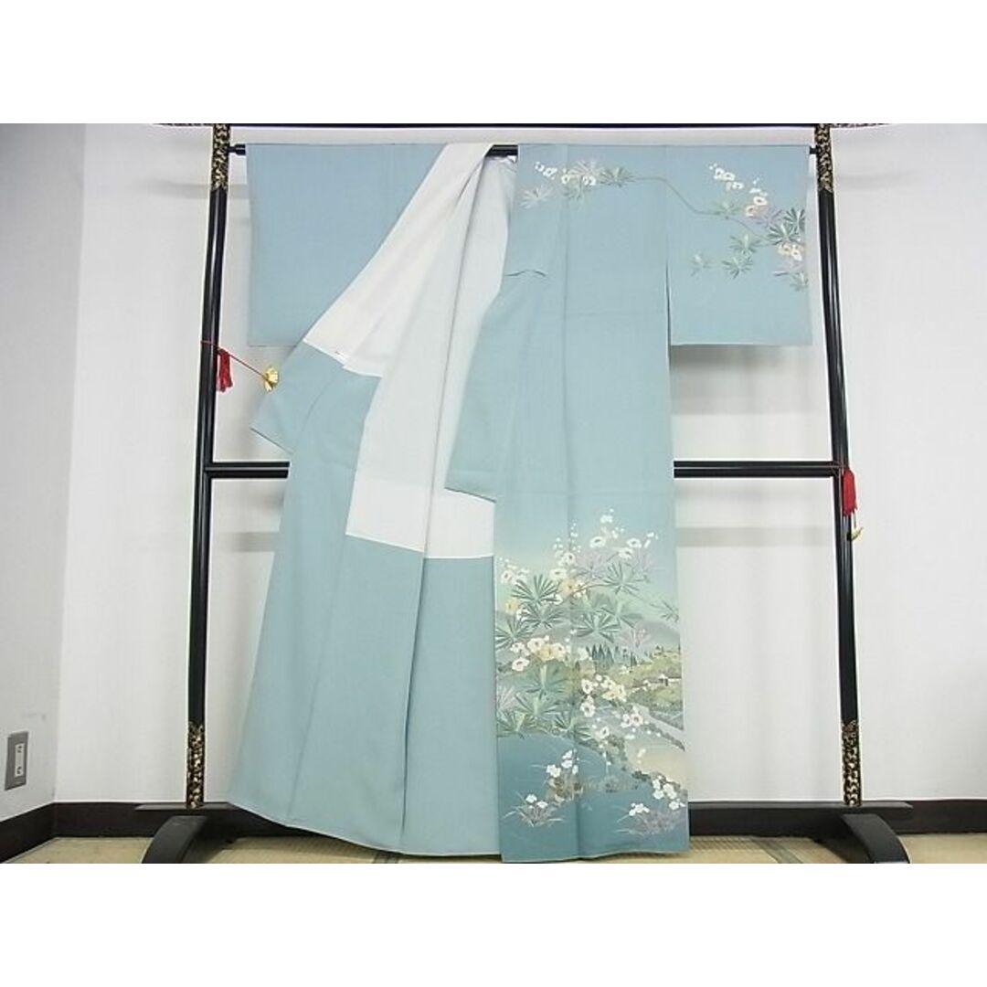 平和屋本店□極上 訪問着 友禅 作家物 枝松風景花文 正絹 逸品 平和屋本店□極上 訪問着 友禅 作家物 枝松風景花文 正絹 逸品