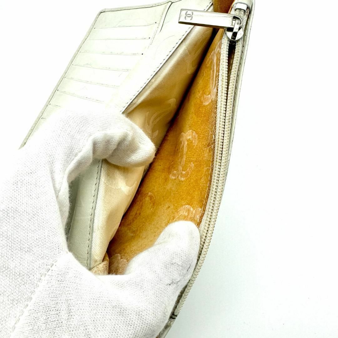 美品】シャネル カンボンライン パイソン 二つ折り長財布 美品】シャネル カンボンライン パイソン 二つ折り長財布