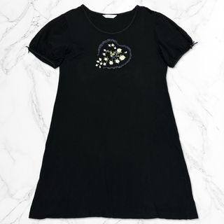 ピンクハウス 黒地 花柄 ミニワンピース ピンクハウス 黒地 花柄 ミニワンピース