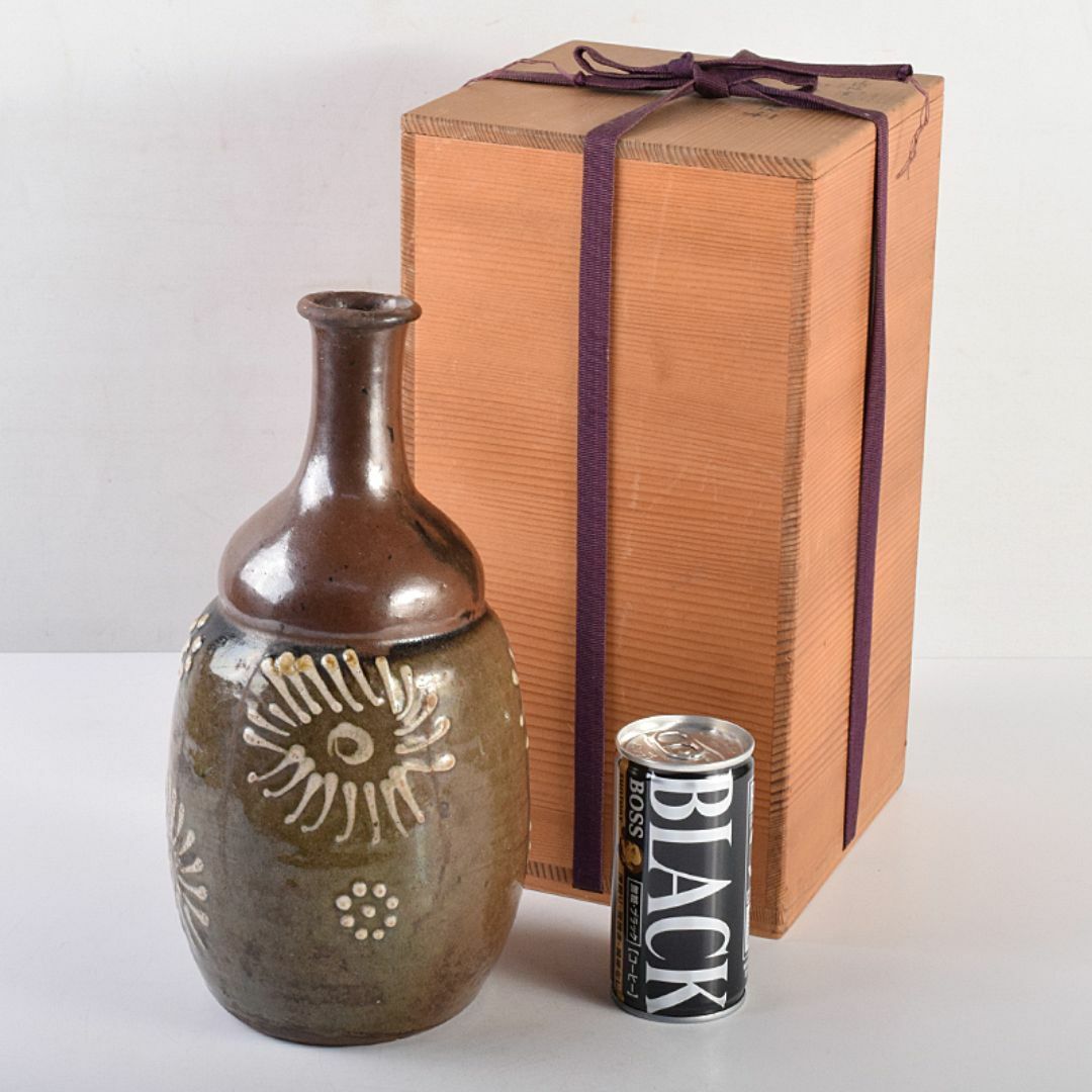 桂又三郎極め 江戸中期 古丹波 白釉花文徳利 V R7664B 美術品/ 桂又三郎極め 江戸中期 古丹波 白釉花文徳利 V R7664B 美術品/