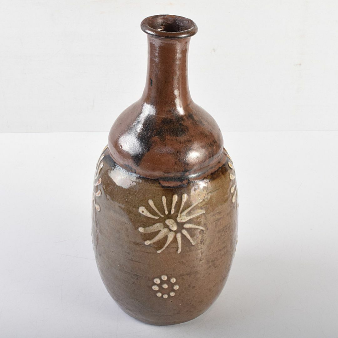桂又三郎極め 江戸中期 古丹波 白釉花文徳利 V R7664B 美術品 桂又三郎極め 江戸中期 古丹波 白釉花文徳利 V R7664B 美術品