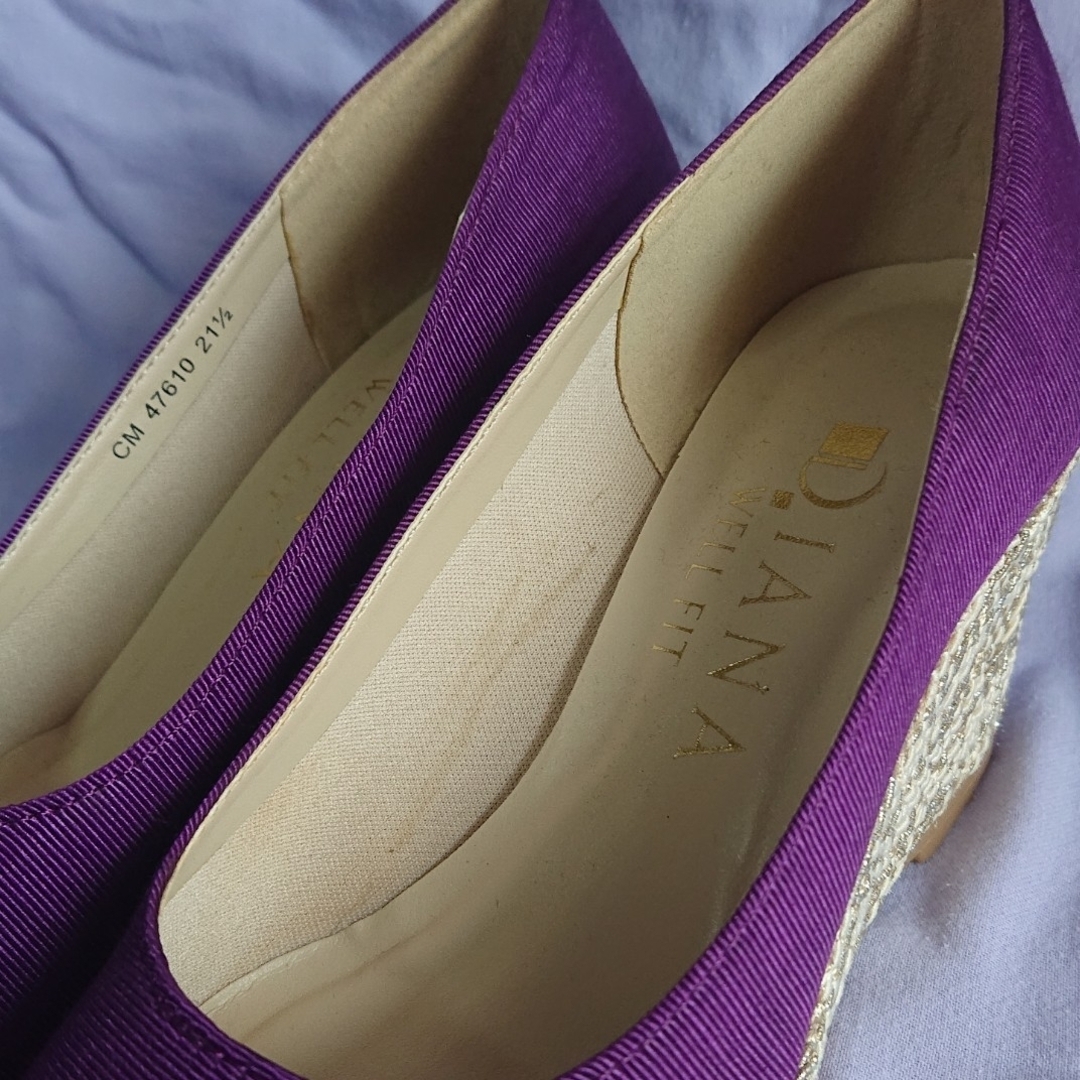 新品未使用！DIANAウェッジソールパープル限定色オープントゥ
