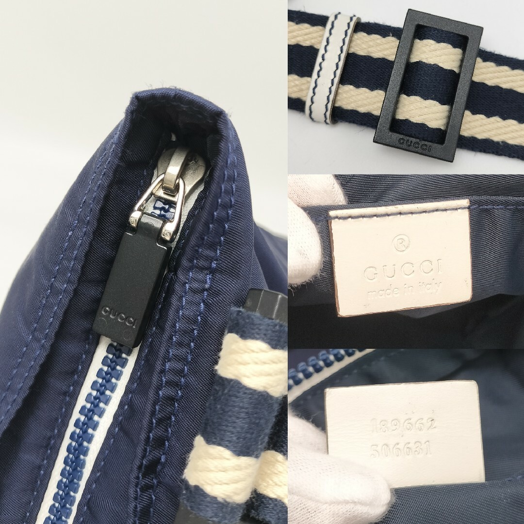 極美品✨グッチ ショルダーバッグ ナイロン ネイビー 極美品✨グッチ ショルダーバッグ ナイロン ネイビー